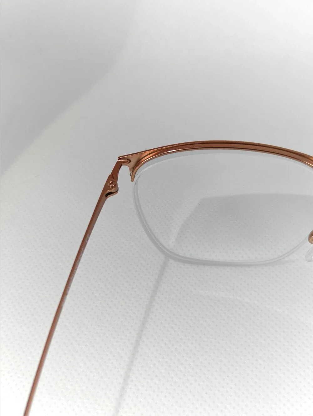 Urban. Simple Elegant Rose Gold High Semi Rimless Eyewear.
